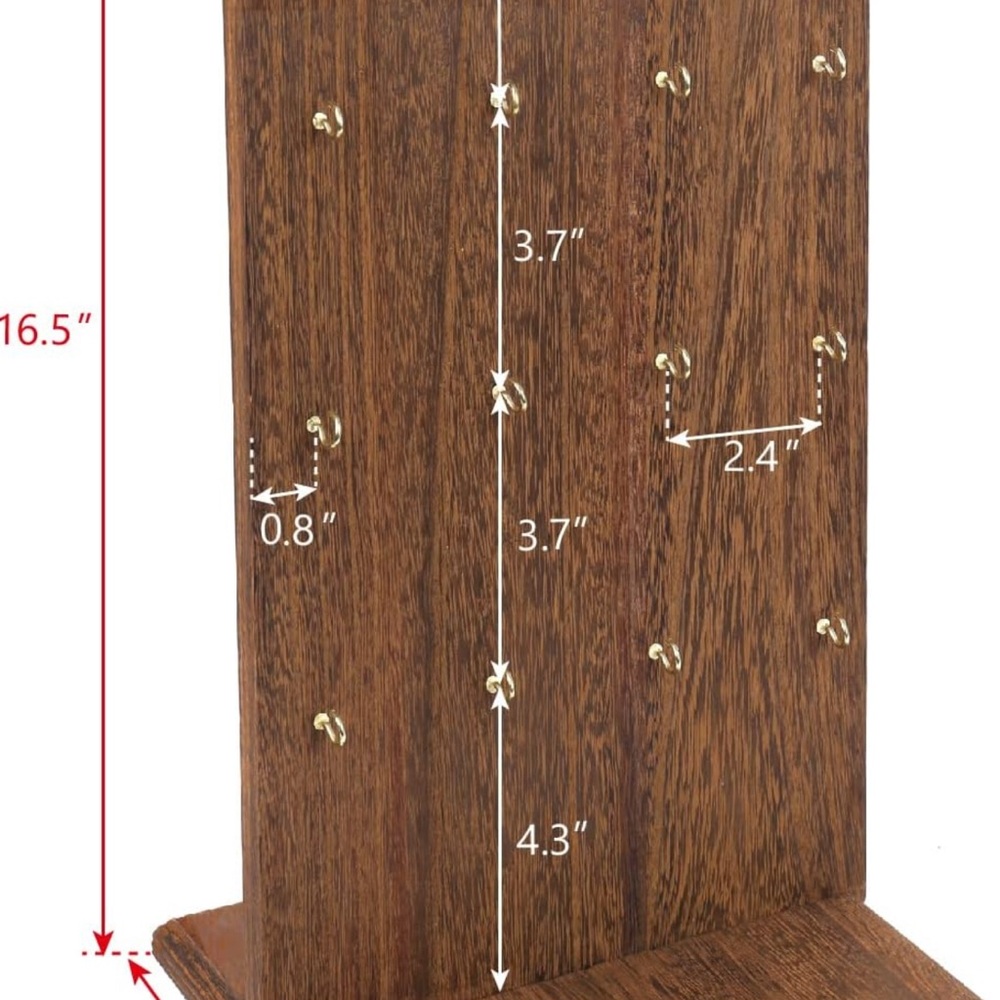 Wooden Jewelry Organizer with Hooks - Picture 6 of 6